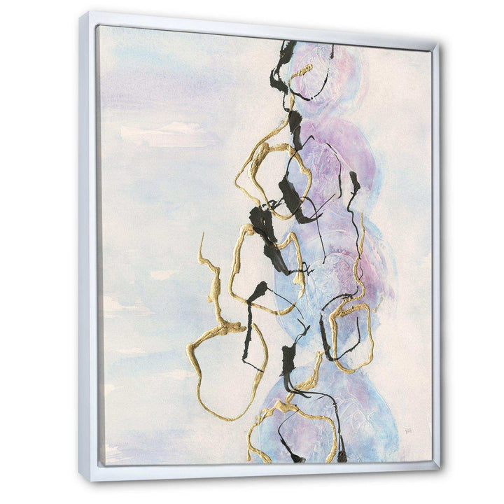 Gold Lines on Pastel I - Shabby Chic Bedroom Wall Art
