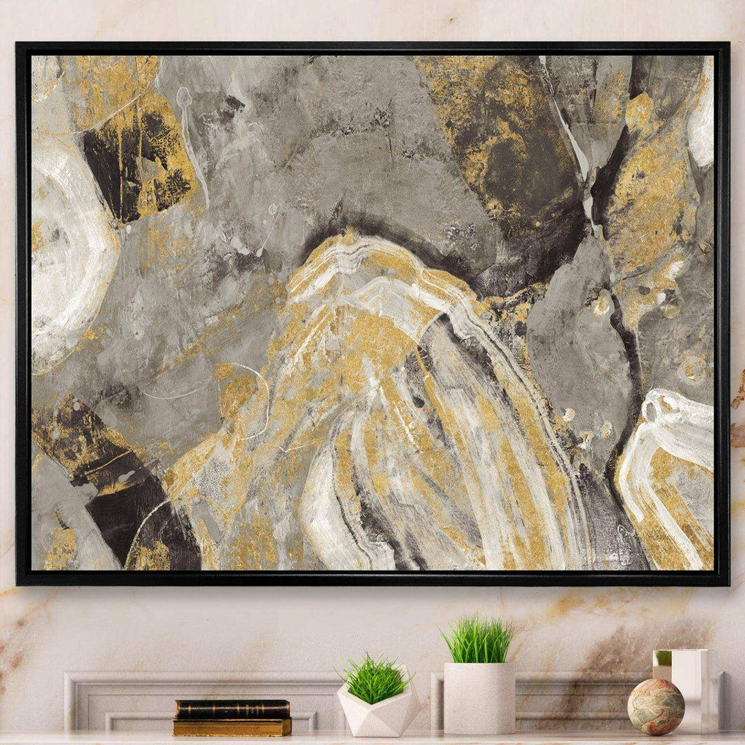 Painted Gold Stone - Cabin &amp; Lodge Canvas Wall Art