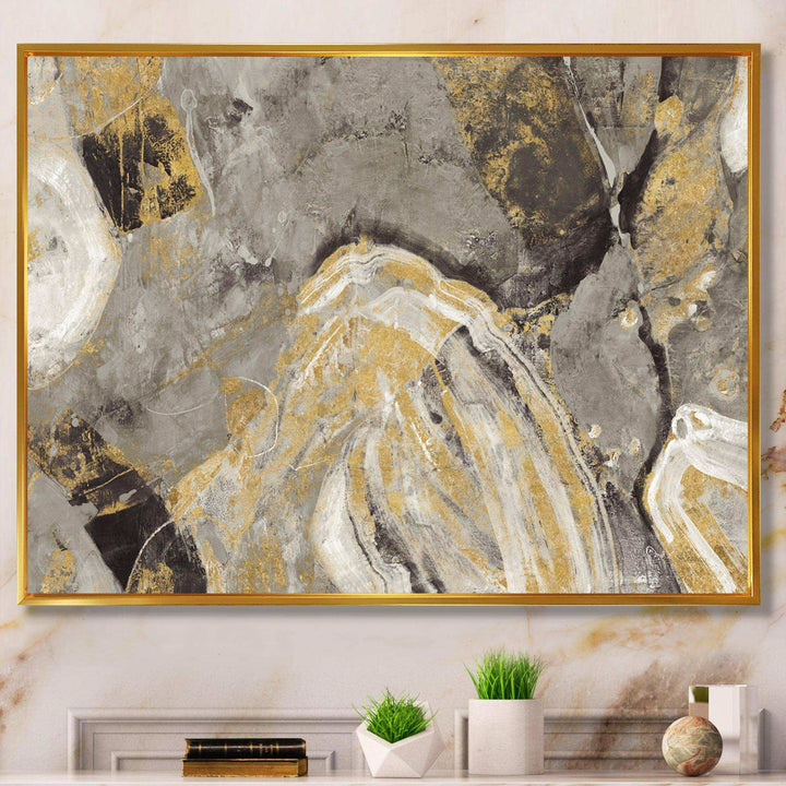 Painted Gold Stone - Cabin &amp; Lodge Canvas Wall Art