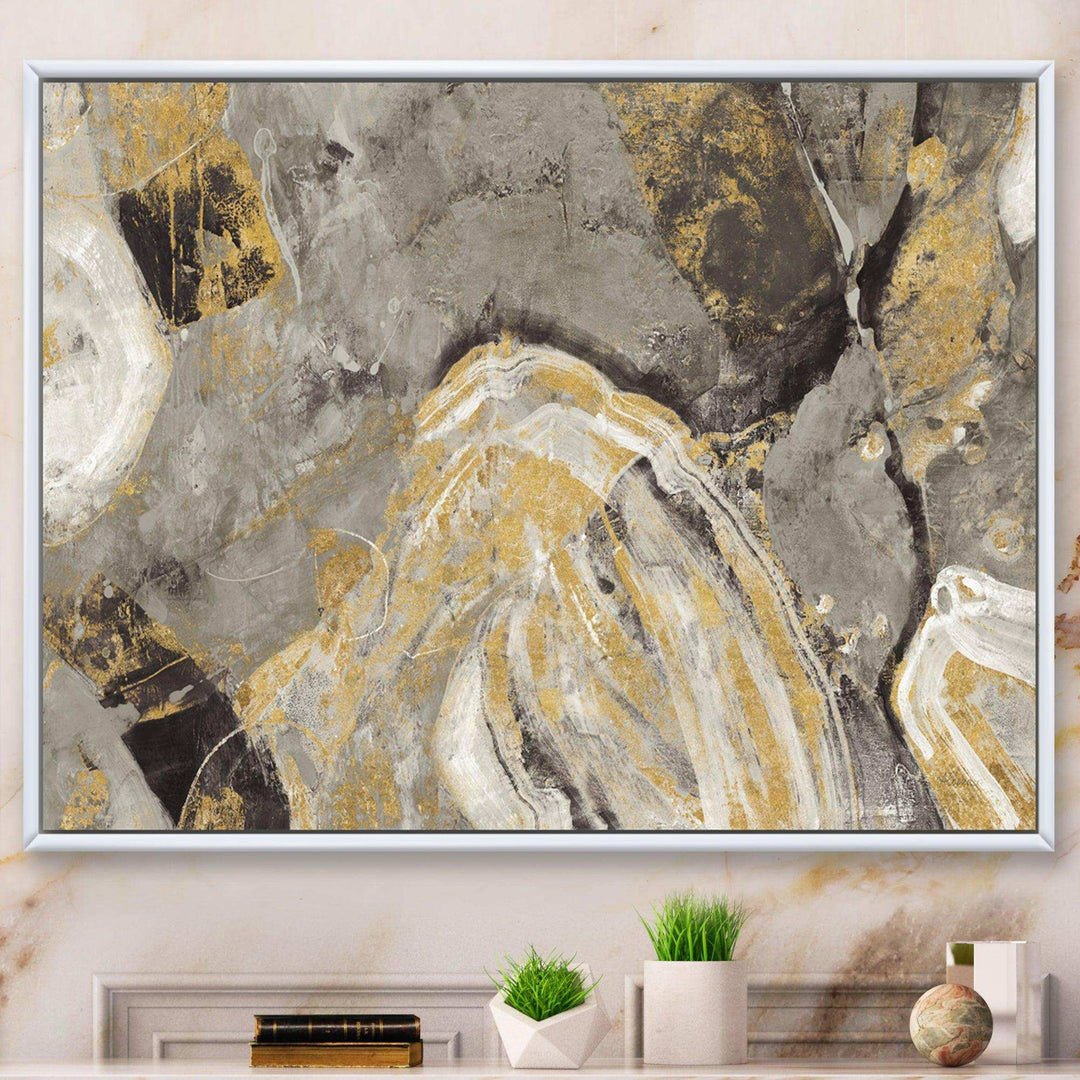Painted Gold Stone - Cabin &amp; Lodge Canvas Wall Art