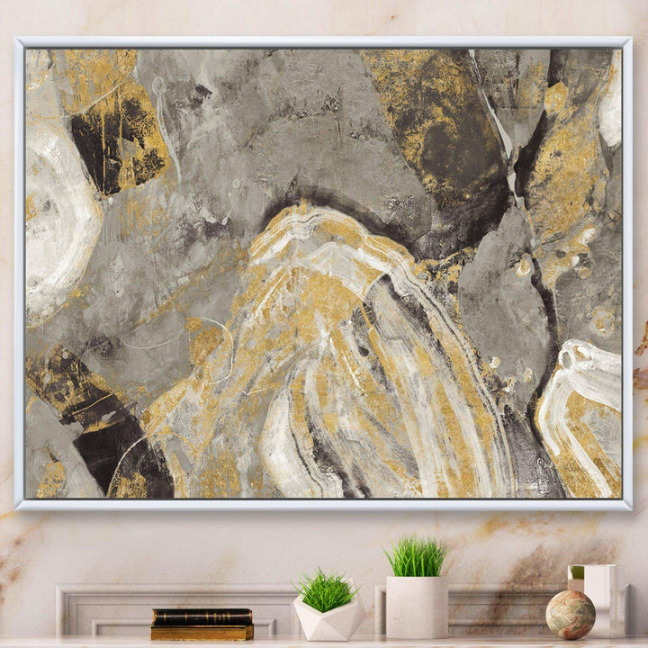 Painted Gold Stone - Cabin &amp; Lodge Canvas Wall Art