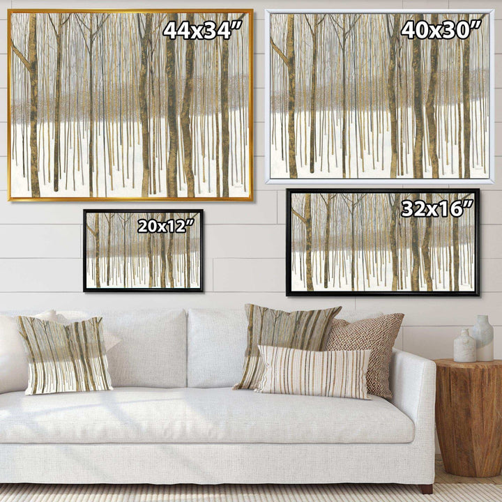 Forest in Winter Gold - Cabin &amp; Lodge Wall Art Prints