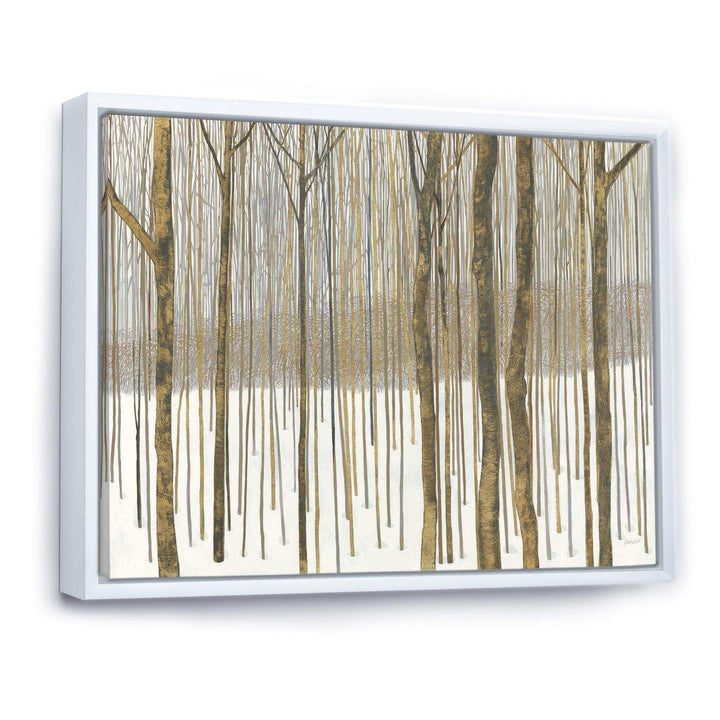 Forest in Winter Gold - Cabin &amp; Lodge Wall Art Prints