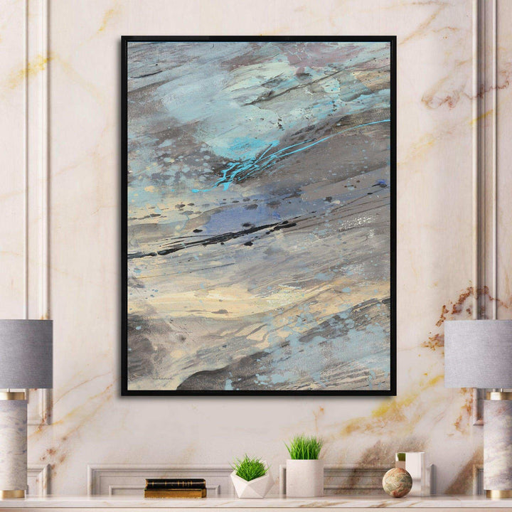 Rock Teal Panel I - Modern Living Room Wall Decor