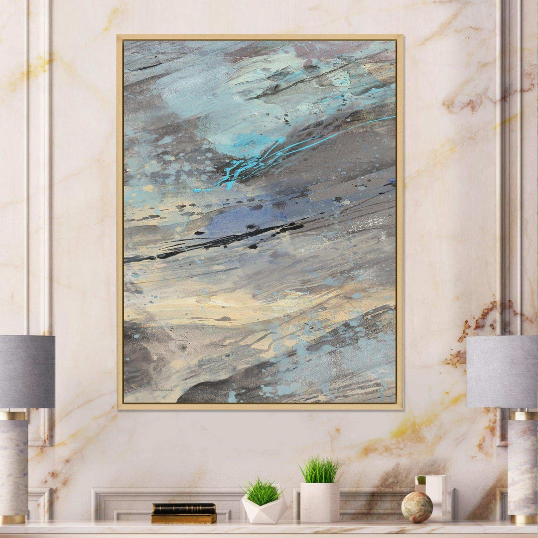 Rock Teal Panel I - Modern Living Room Wall Decor