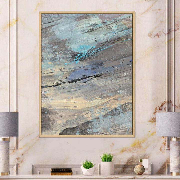 Rock Teal Panel I - Modern Living Room Wall Decor