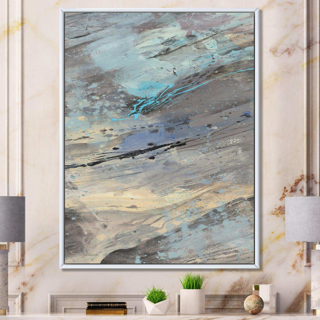 Rock Teal Panel I - Modern Living Room Wall Decor