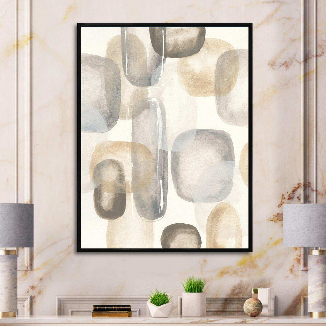 Neutral Oval Grey Stones I - Modern Canvas Wall Art