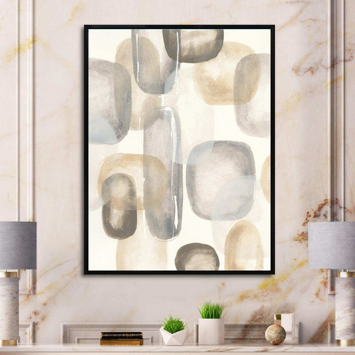 Neutral Oval Grey Stones I - Modern Canvas Wall Art
