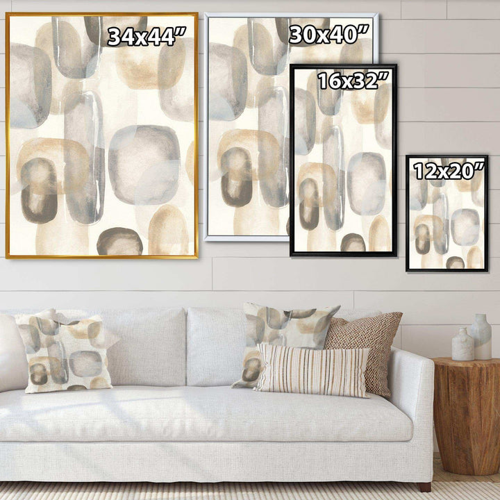 Neutral Oval Grey Stones I - Modern Canvas Wall Art