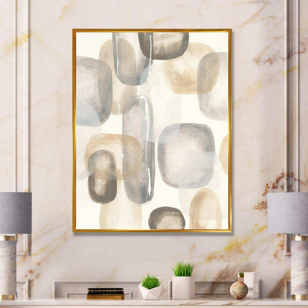 Neutral Oval Grey Stones I - Modern Canvas Wall Art