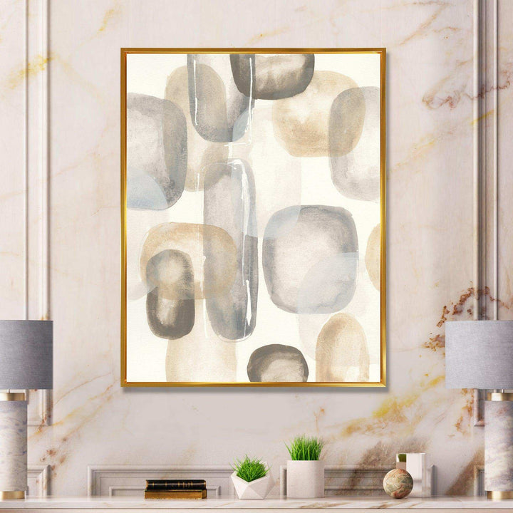 Neutral Oval Grey Stones I - Modern Canvas Wall Art