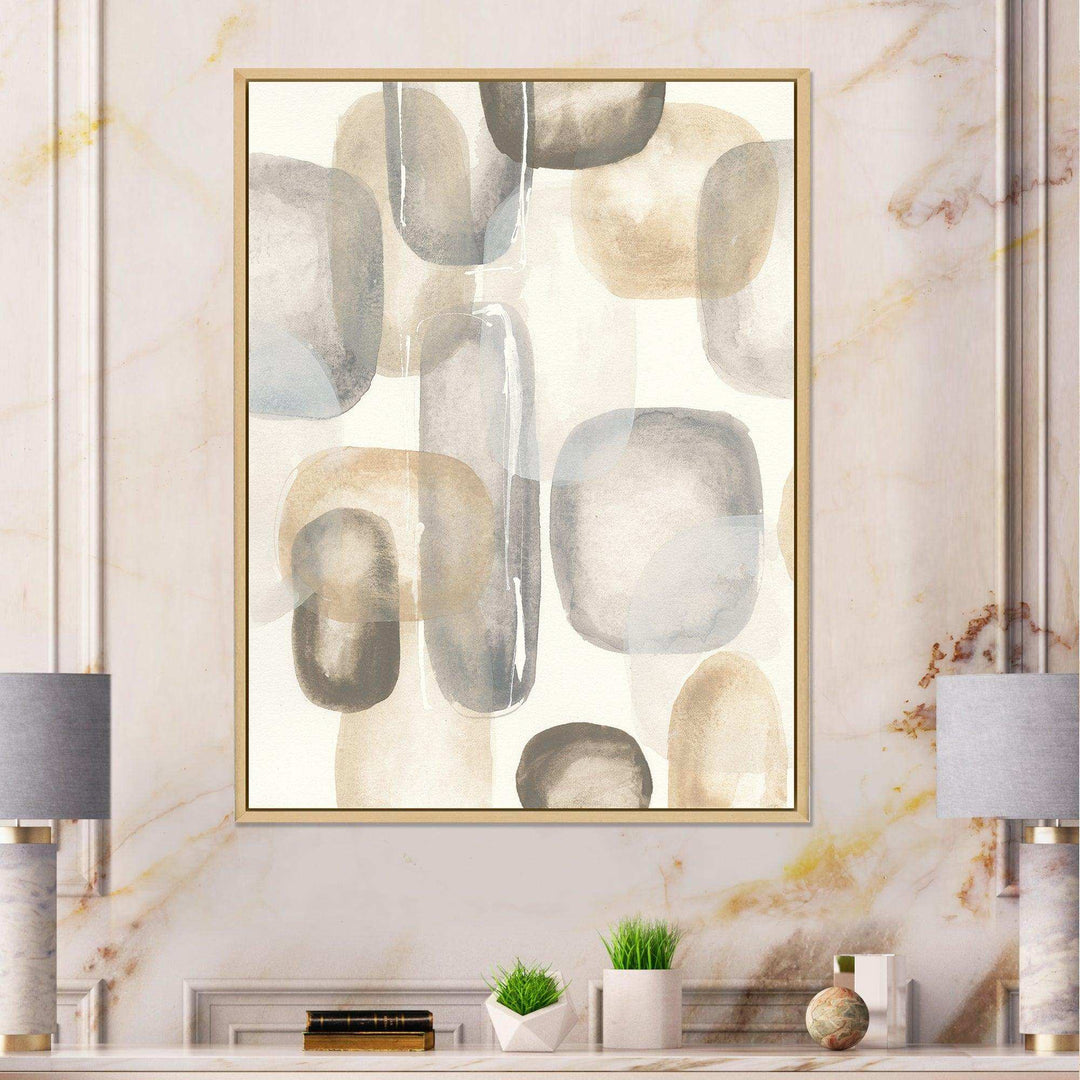 Neutral Oval Grey Stones I - Modern Canvas Wall Art