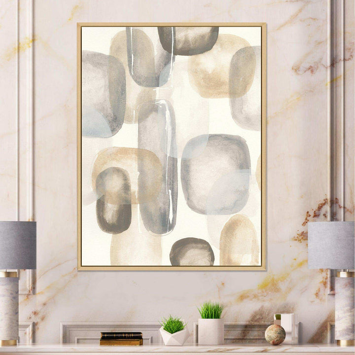 Neutral Oval Grey Stones I - Modern Canvas Wall Art
