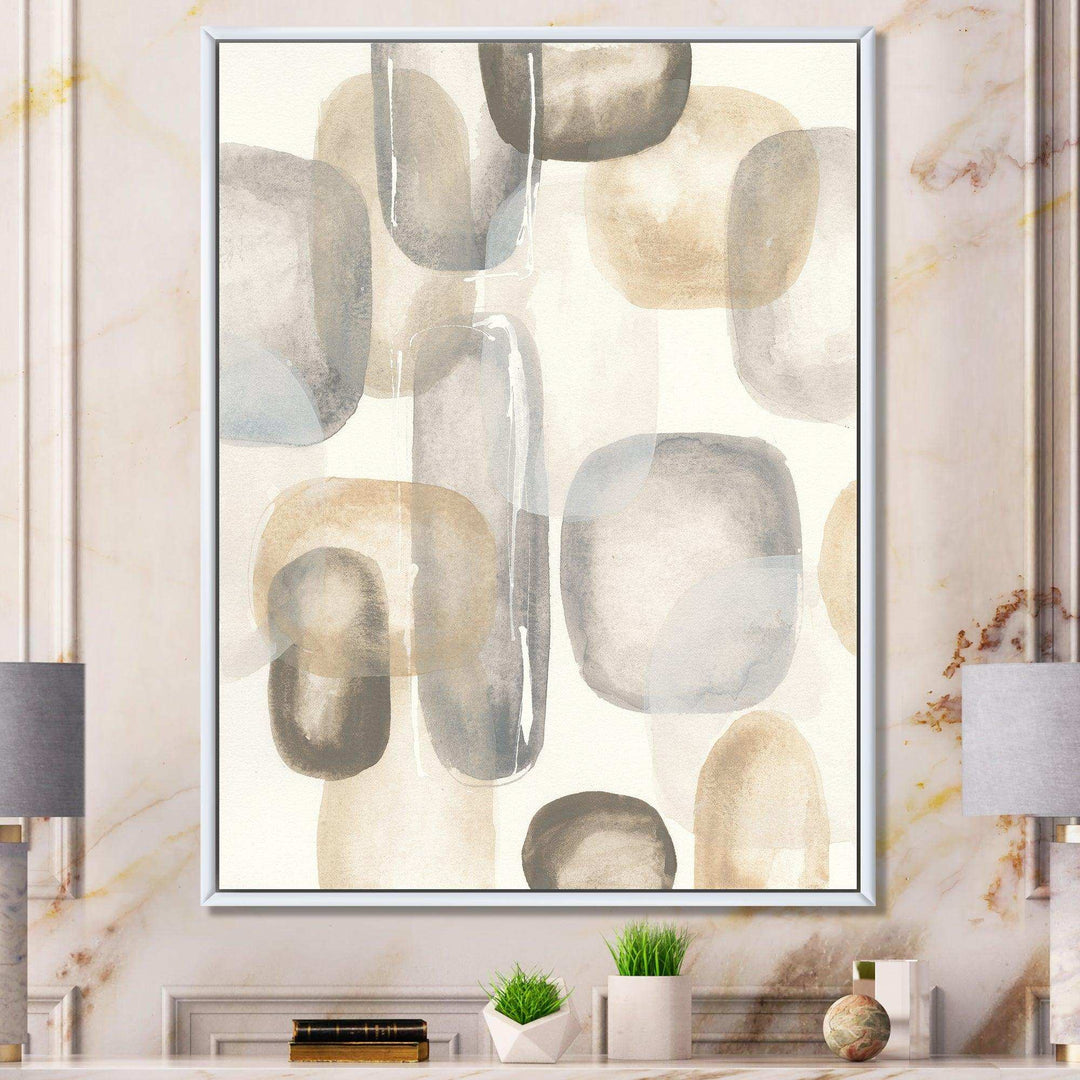 Neutral Oval Grey Stones I - Modern Canvas Wall Art