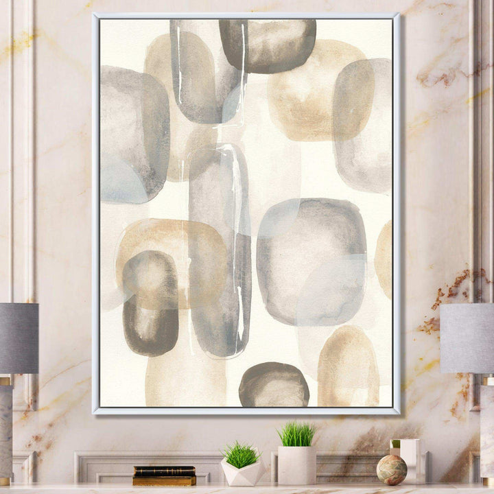 Neutral Oval Grey Stones I - Modern Canvas Wall Art