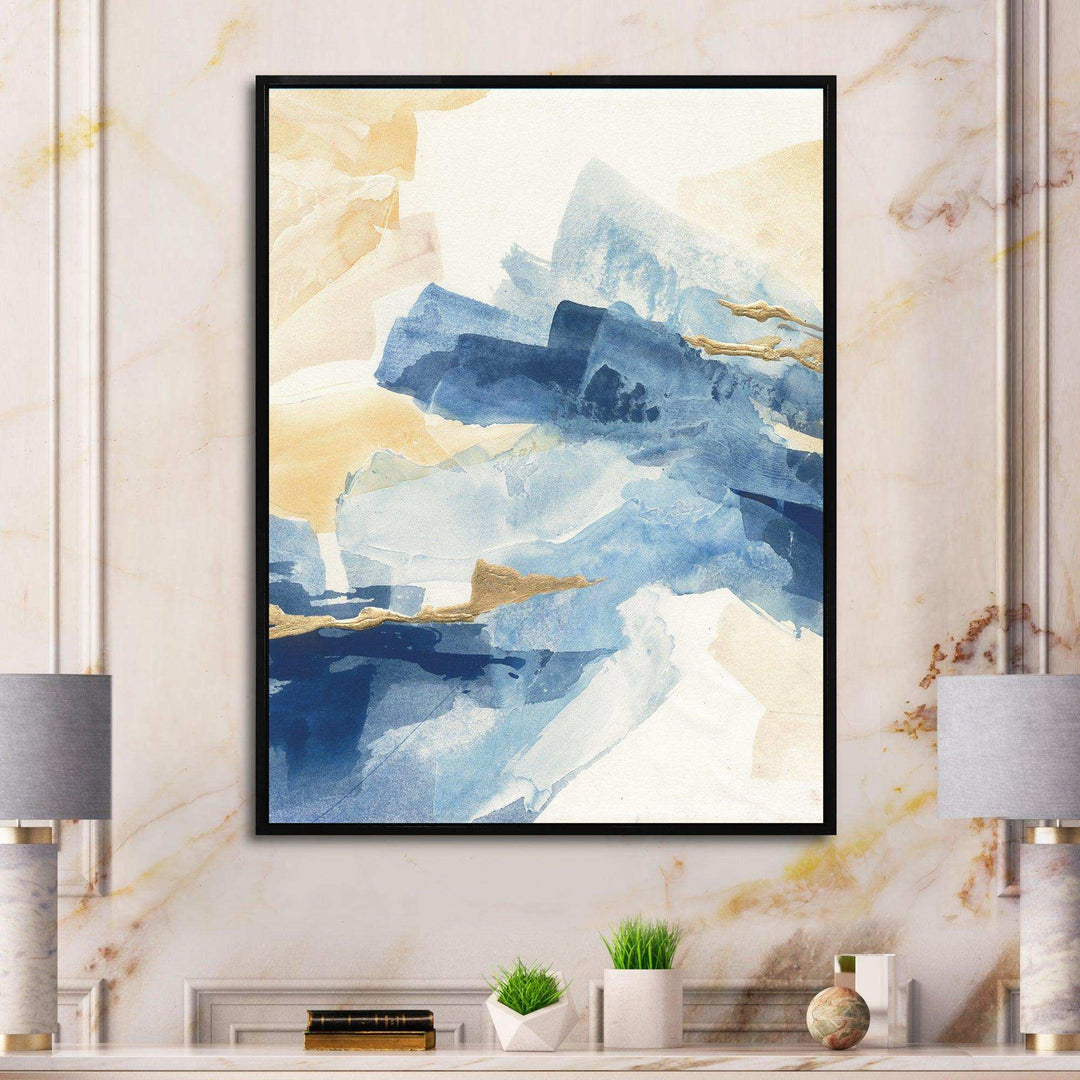 Metallic Gold Indigo II - Modern Living Room Wall Decor