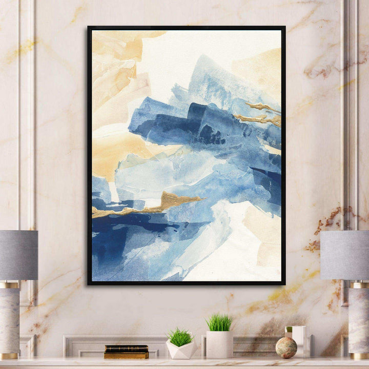 Metallic Gold Indigo II - Modern Living Room Wall Decor