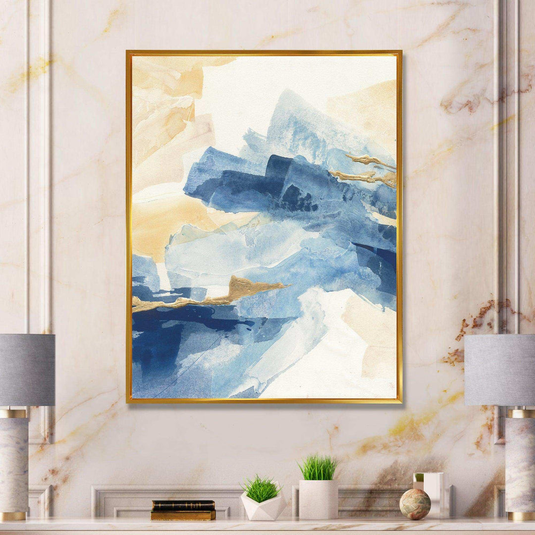 Metallic Gold Indigo II - Modern Living Room Wall Decor