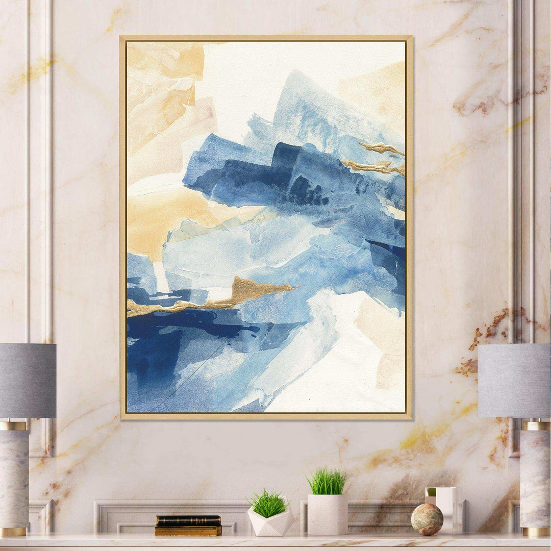 Metallic Gold Indigo II - Modern Living Room Wall Decor