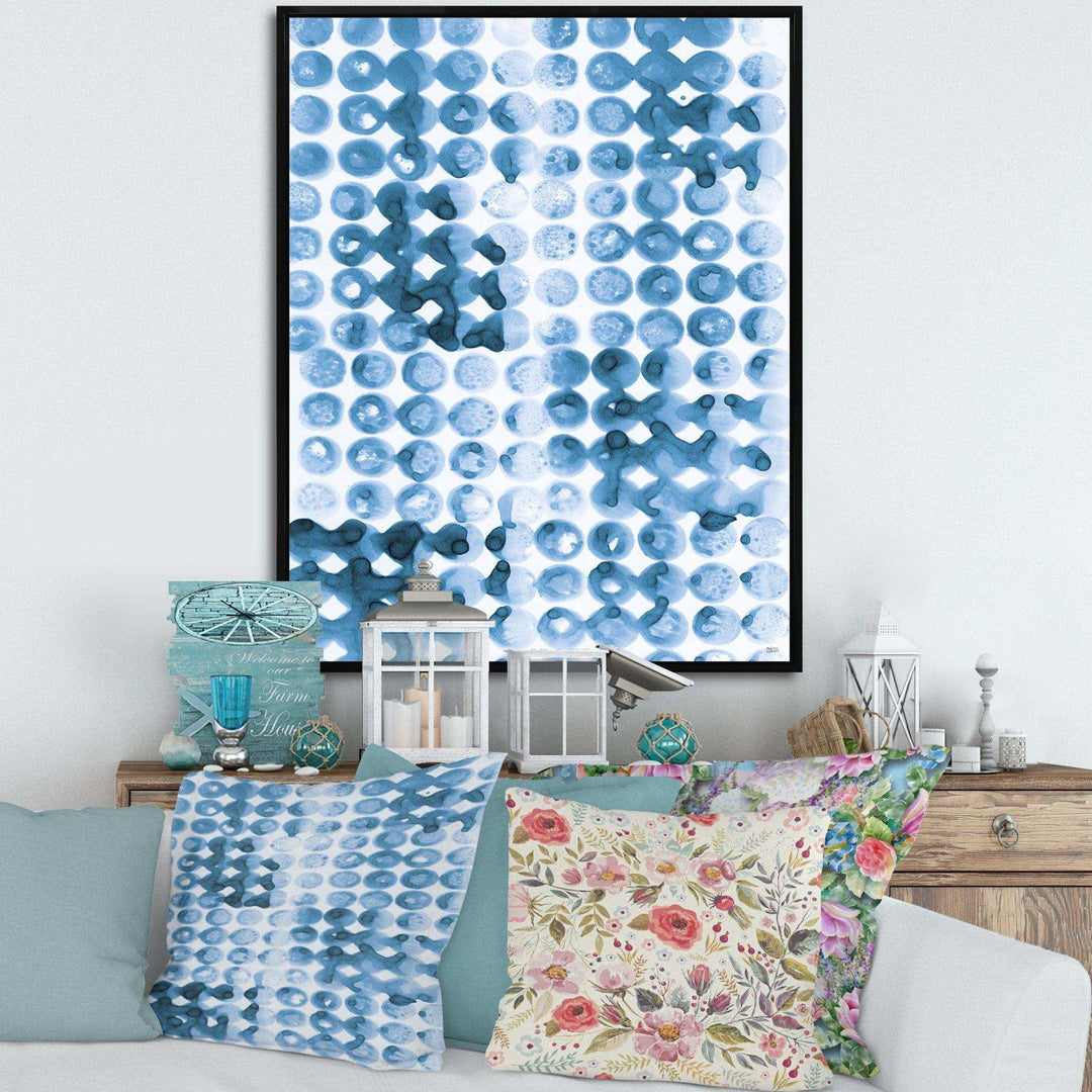Indigo watercolor geometrical II - Mid-Century Modern Bedroom Wall Art