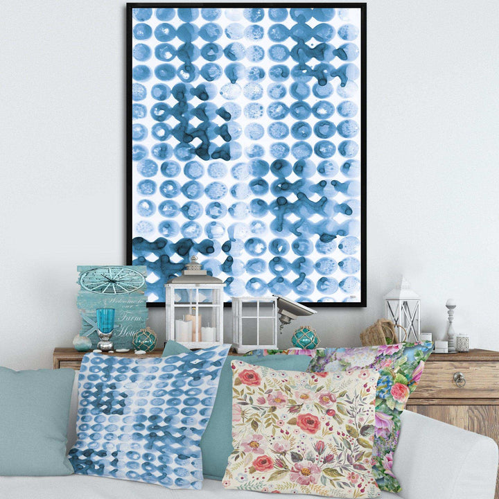 Indigo watercolor geometrical II - Mid-Century Modern Bedroom Wall Art