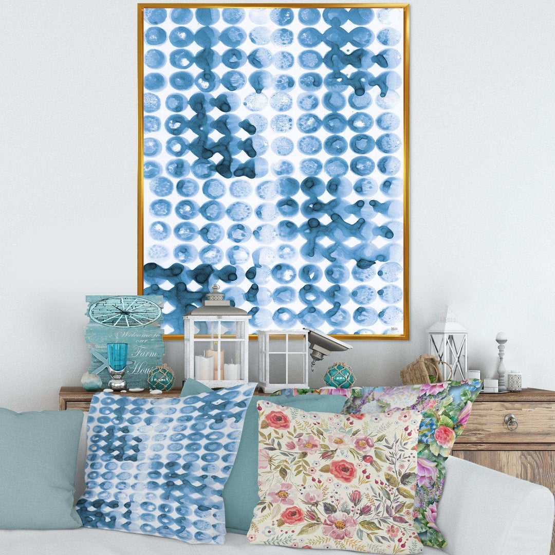 Indigo watercolor geometrical II - Mid-Century Modern Bedroom Wall Art