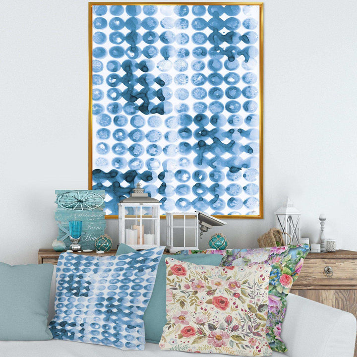 Indigo watercolor geometrical II - Mid-Century Modern Bedroom Wall Art