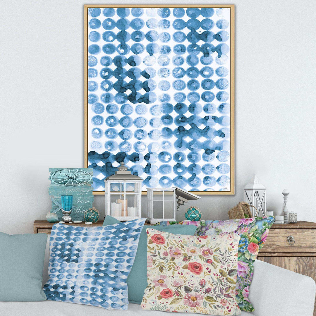 Indigo watercolor geometrical II - Mid-Century Modern Bedroom Wall Art
