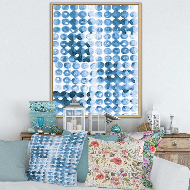 Indigo watercolor geometrical II - Mid-Century Modern Bedroom Wall Art