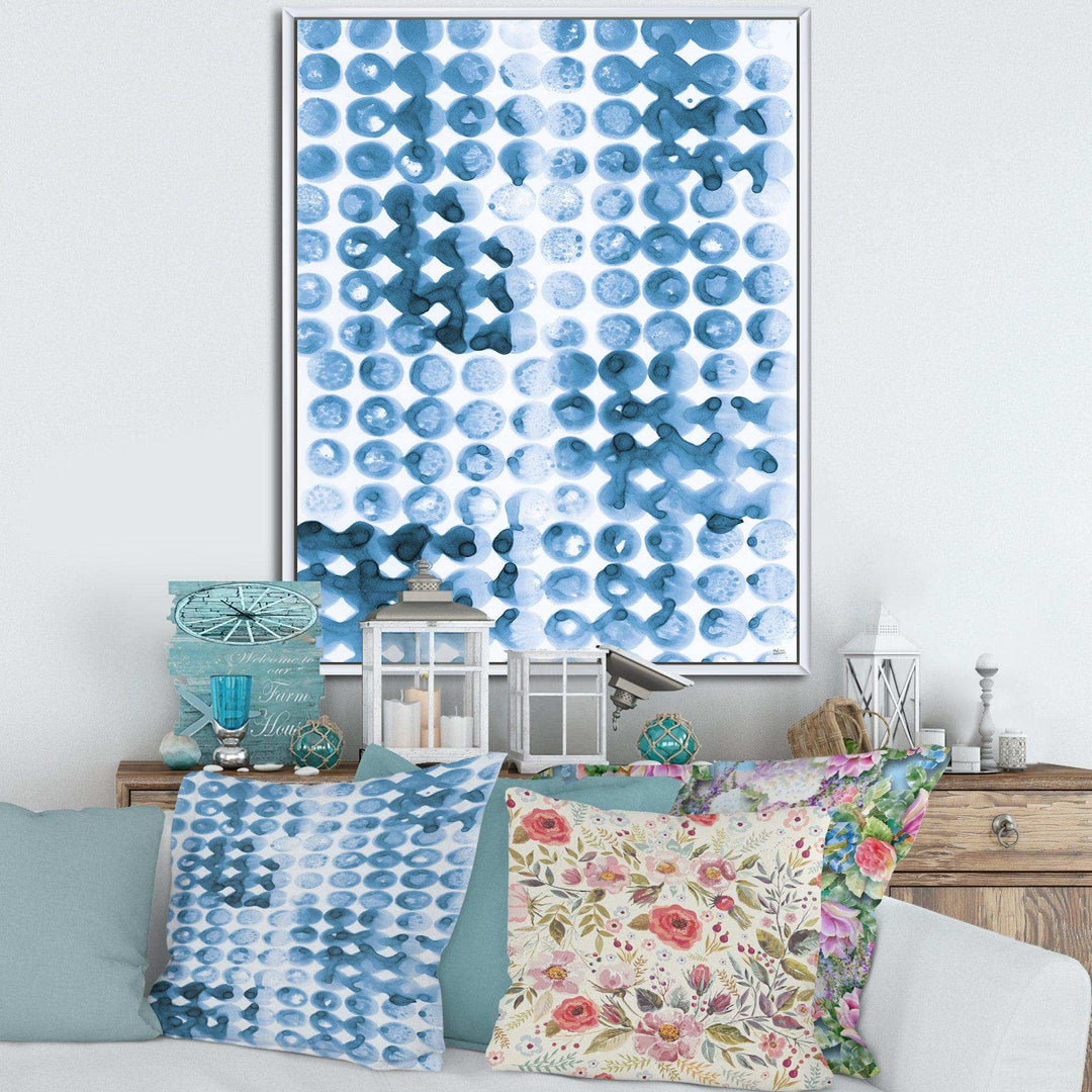 Indigo watercolor geometrical II - Mid-Century Modern Bedroom Wall Art