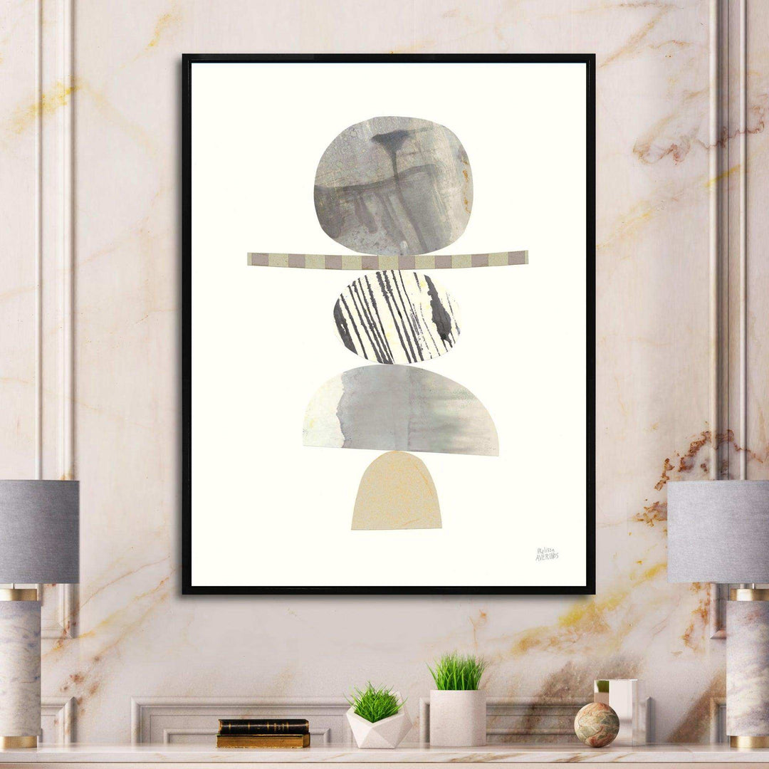 Geometric Balance Neutral I - Shabby Chic Living Room Wall Decor