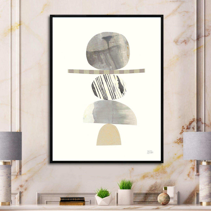 Geometric Balance Neutral I - Shabby Chic Living Room Wall Decor