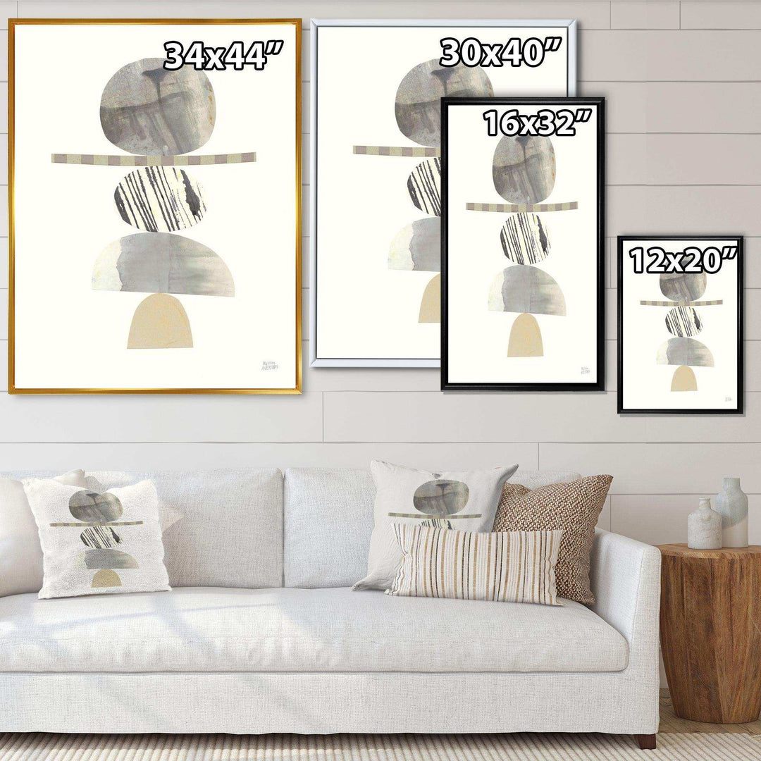 Geometric Balance Neutral I - Shabby Chic Living Room Wall Decor
