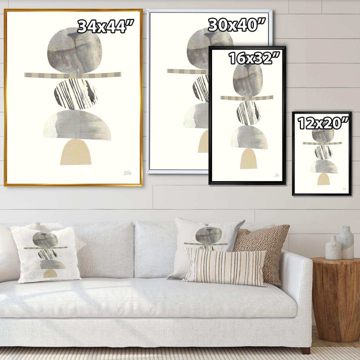 Geometric Balance Neutral I - Shabby Chic Living Room Wall Decor