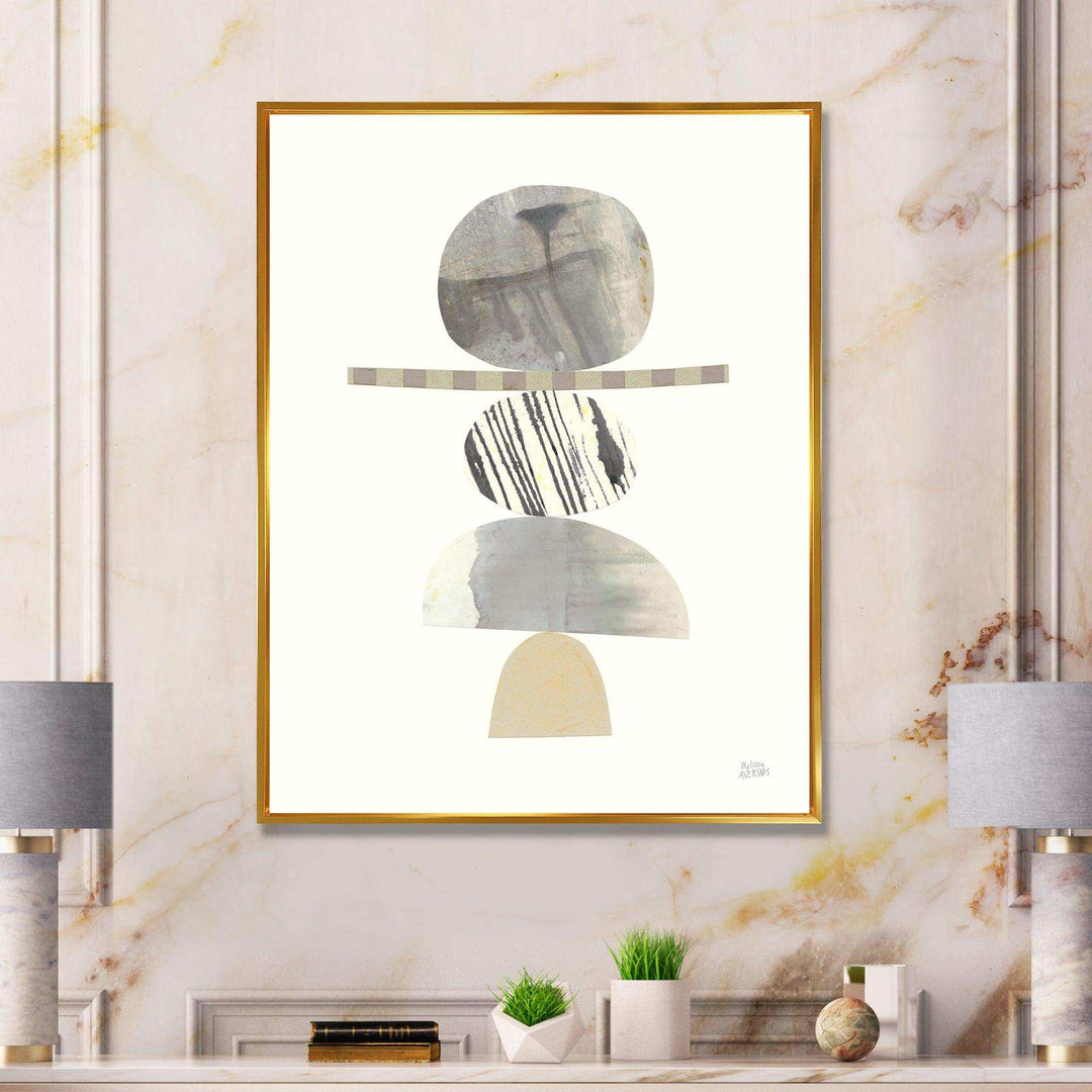 Geometric Balance Neutral I - Shabby Chic Living Room Wall Decor