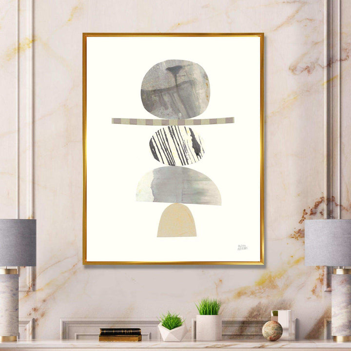 Geometric Balance Neutral I - Shabby Chic Living Room Wall Decor