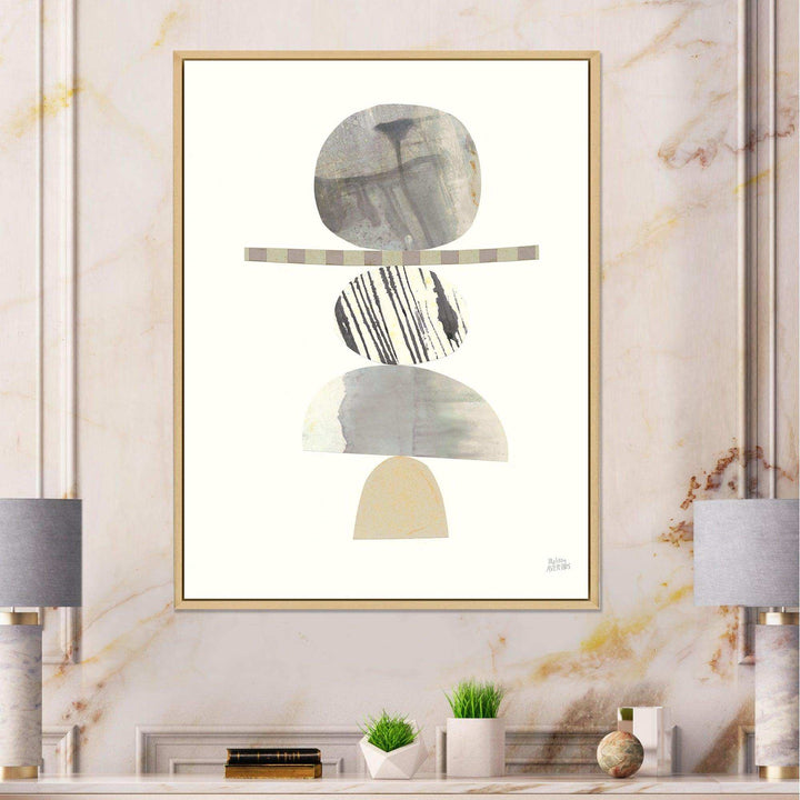 Geometric Balance Neutral I - Shabby Chic Living Room Wall Decor