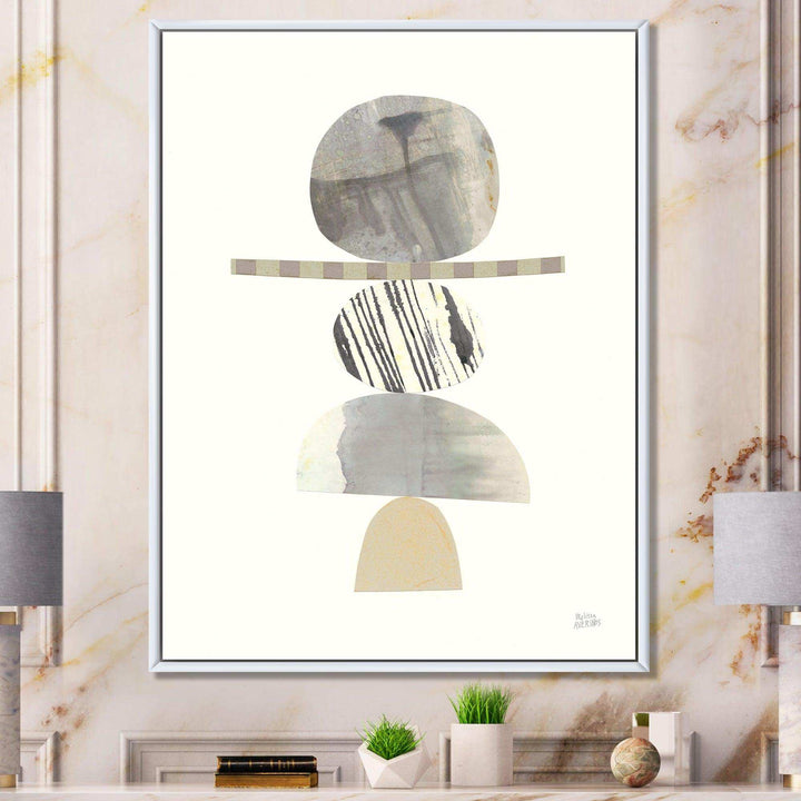 Geometric Balance Neutral I - Shabby Chic Living Room Wall Decor