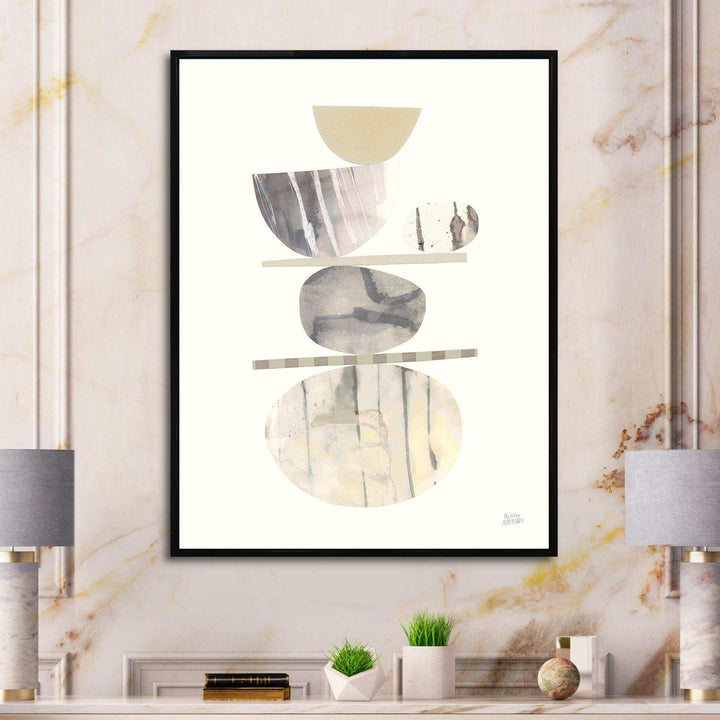 Geometric Balance Neutral II - Shabby Chic Bedroom Wall Art
