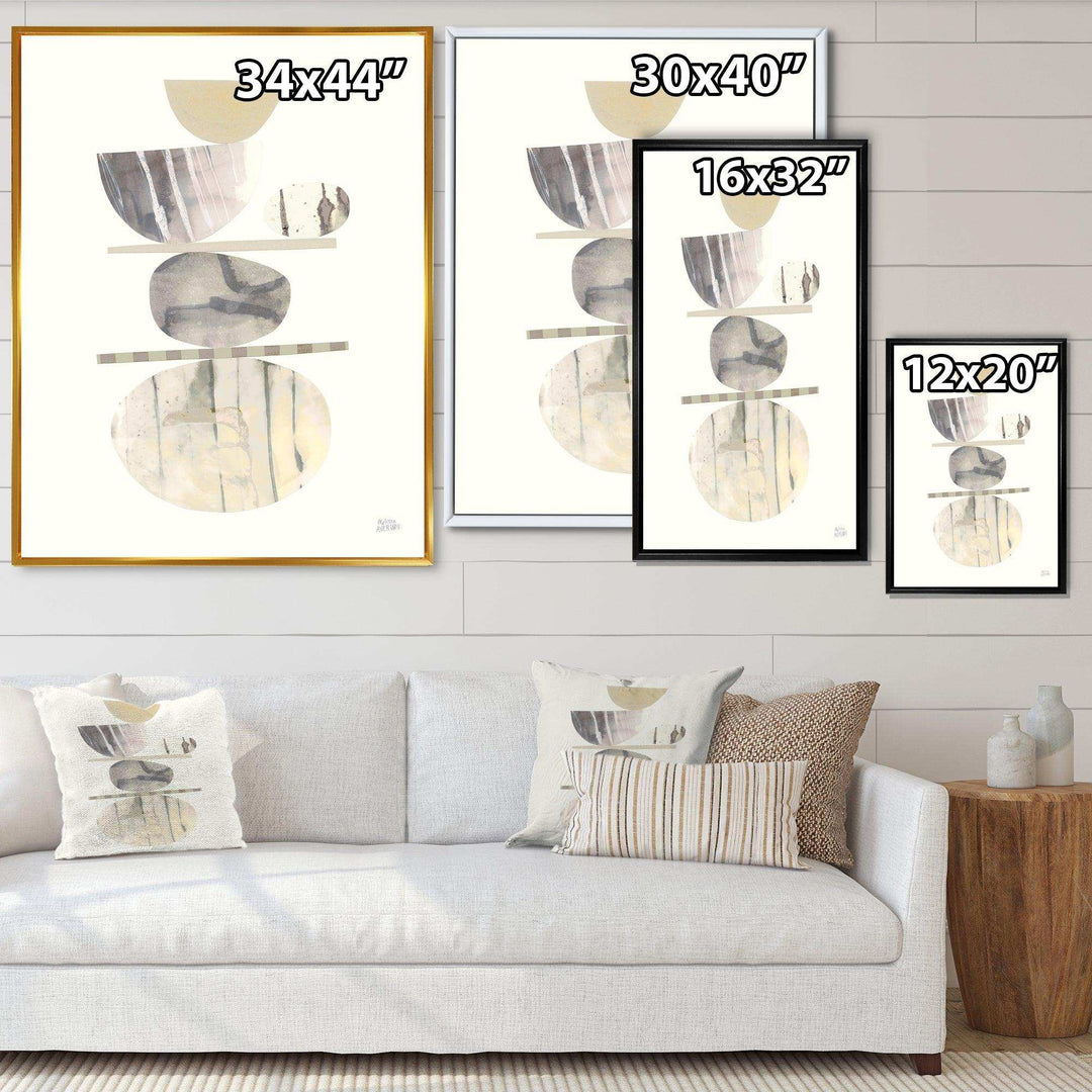 Geometric Balance Neutral II - Shabby Chic Bedroom Wall Art