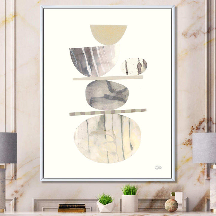 Geometric Balance Neutral II - Shabby Chic Bedroom Wall Art