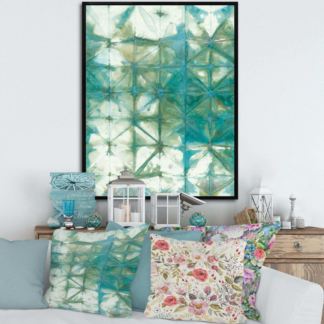 Turquoise Watercolor geometrical III - Mid-Century Modern Bedroom Wall Art