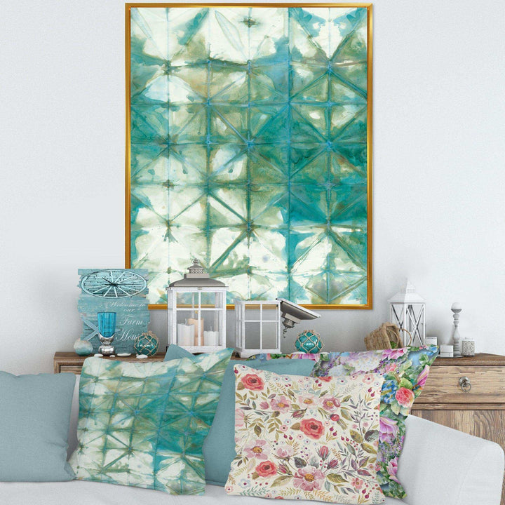 Turquoise Watercolor geometrical III - Mid-Century Modern Bedroom Wall Art