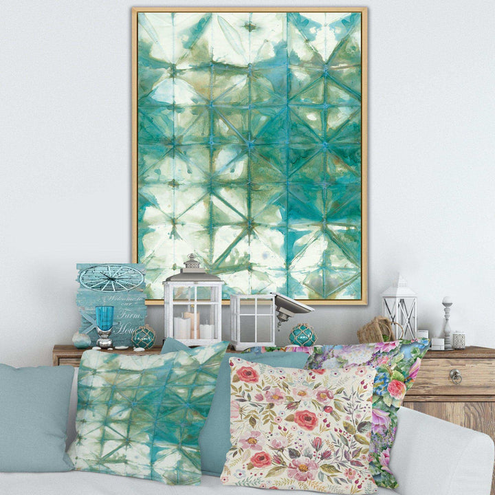 Turquoise Watercolor geometrical III - Mid-Century Modern Bedroom Wall Art