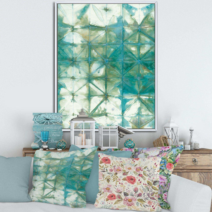 Turquoise Watercolor geometrical III - Mid-Century Modern Bedroom Wall Art