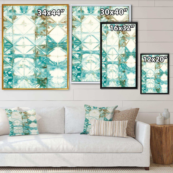Turquoise Watercolor geometrical IV - Mid-Century Modern Wall Art Prints