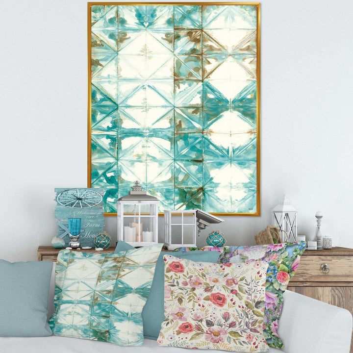 Turquoise Watercolor geometrical IV - Mid-Century Modern Wall Art Prints