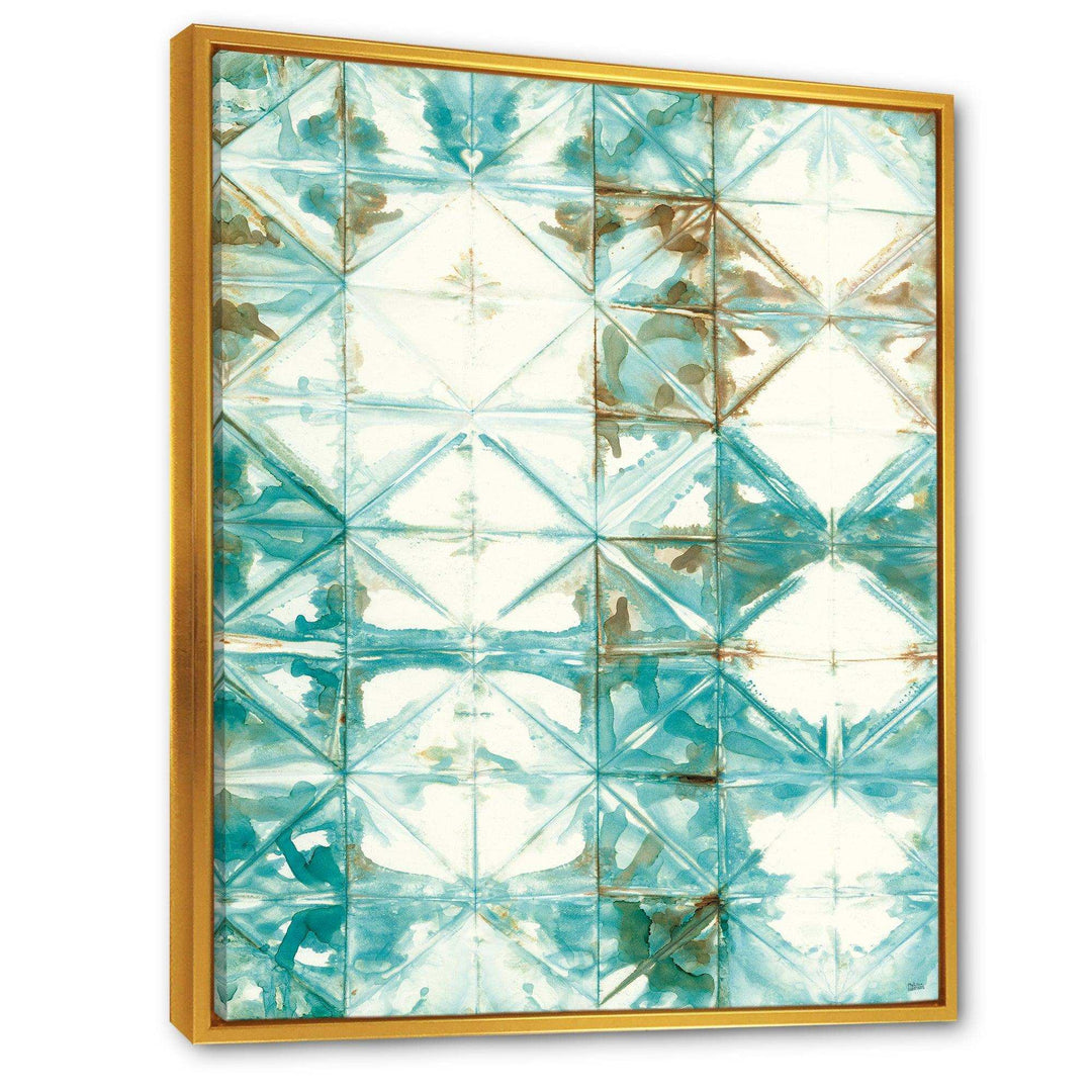 Turquoise Watercolor geometrical IV - Mid-Century Modern Wall Art Prints