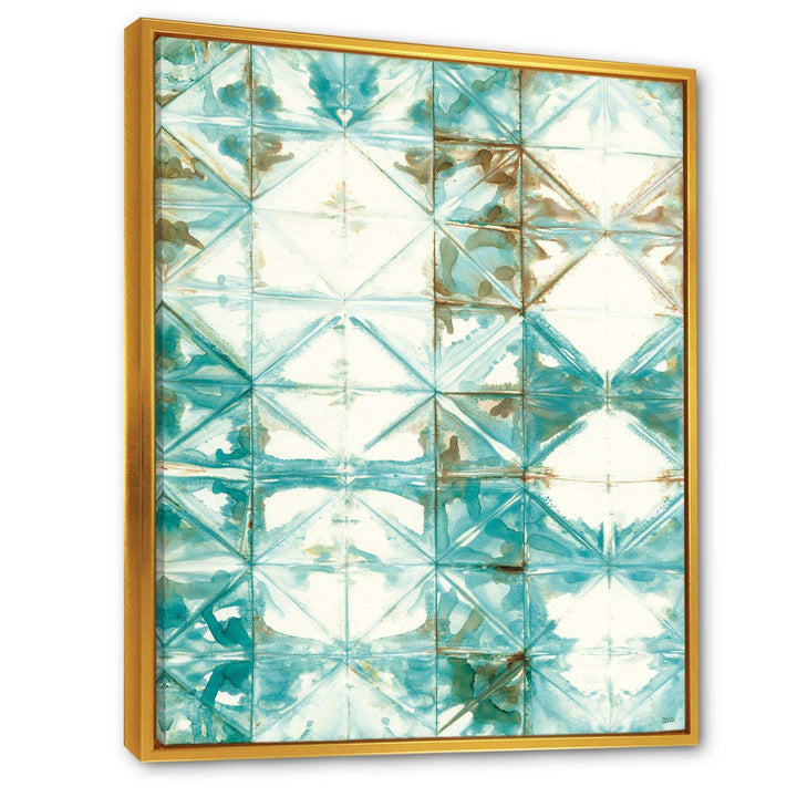 Turquoise Watercolor geometrical IV - Mid-Century Modern Wall Art Prints